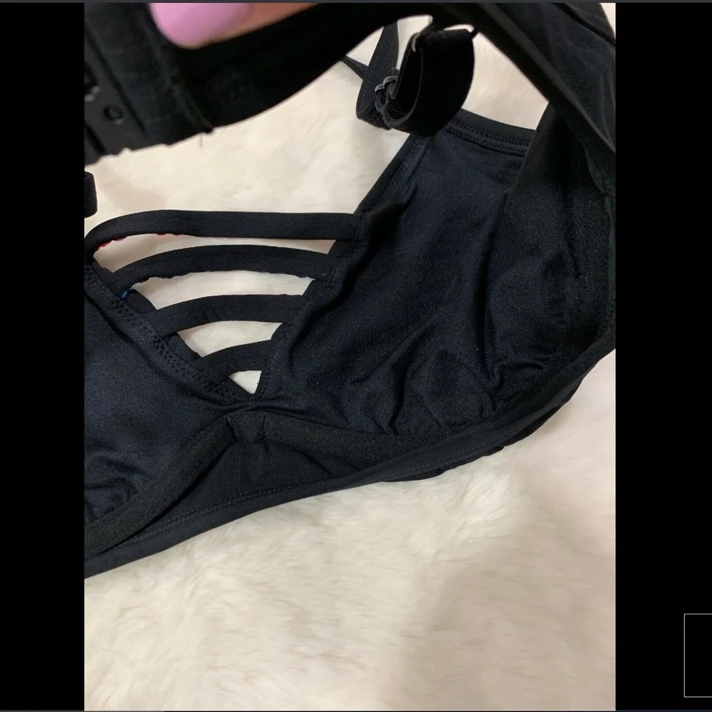 NWT Seafolly Desert Tribe‎ Underwire Bikini Top Black [SZ 6DD US/ 10DD AU]